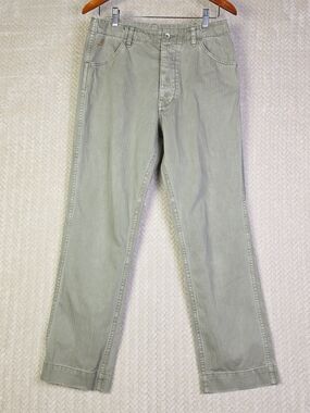 Birdwell Beach Britches Pants Mens 30 Green Cotton Herringbone Chino